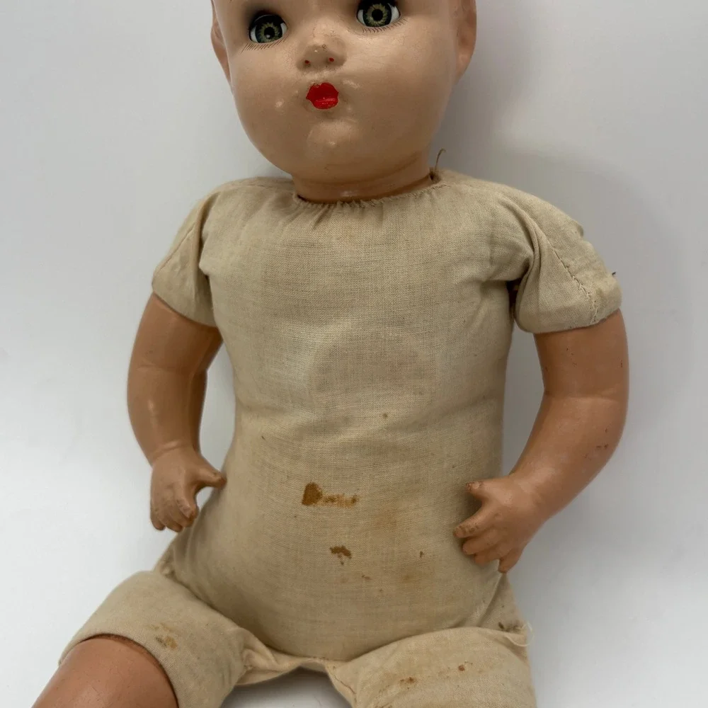 Vintage 1930s Mama Doll Composition Cloth Body Sleep Eyes Antique 20